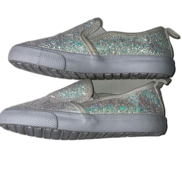 Cat & Jack Little Girl’s Sparkly White Glitter Slip on Sneakers Size 7 - Picture 3 of 6